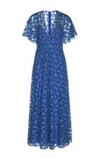 Moda Operandi Lela Rose Floral-embroidered Organza Midi Dress Size: 2
