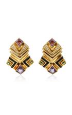 Jill Heller Vintage Convertible 18k Gold Multi-stone Earrings