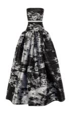 Alex Perry Mallory Silk Floral Yoke Gathered Gown