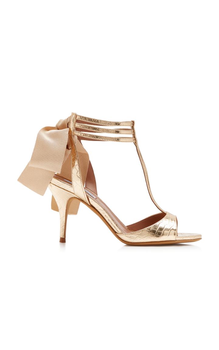 Tabitha Simmons Dipsi Metallic Croc-effect Leather Sandals