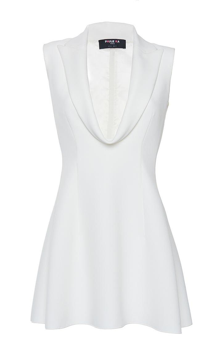Paule Ka Cady Front Draped Lapel Detail Long Blouse