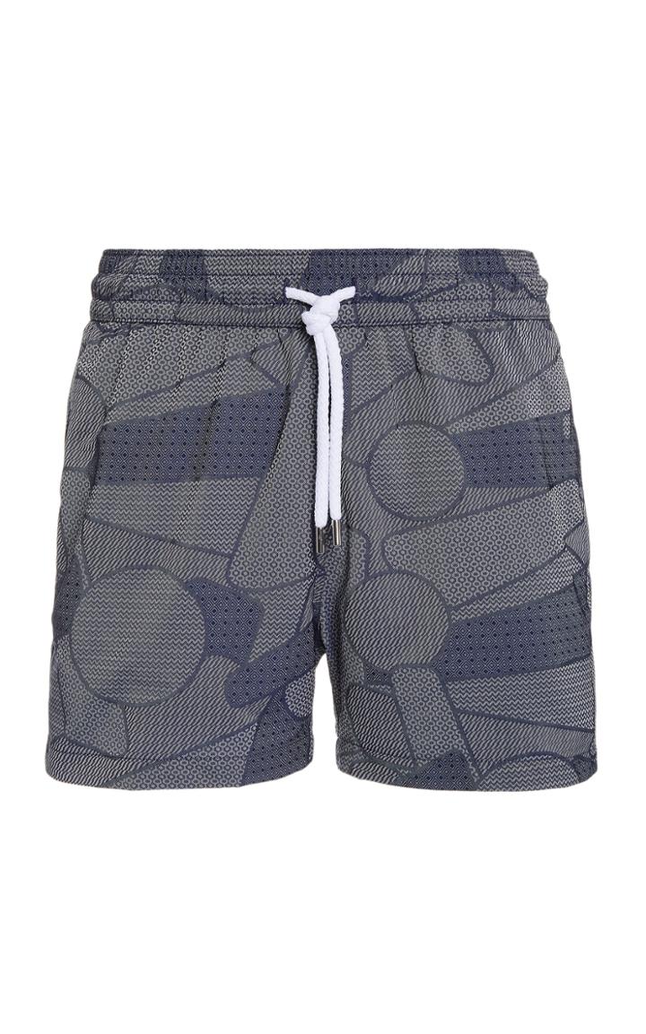 Frescobol Carioca Geometric Print Nylon-jacquard Swim Shorts
