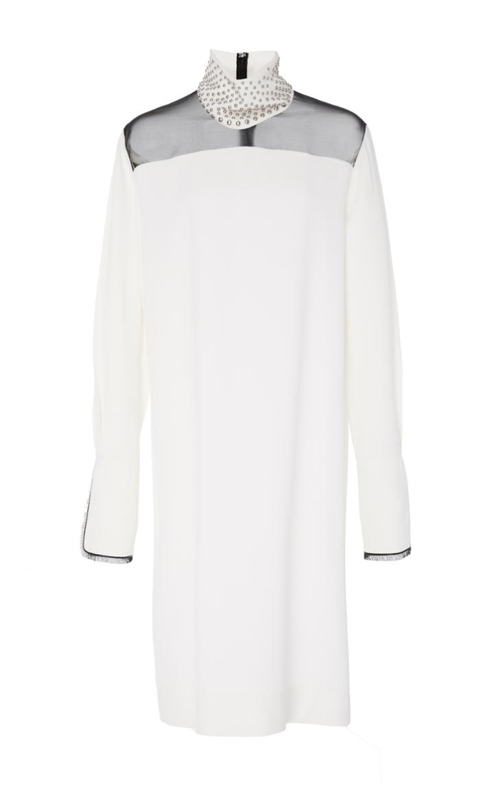 Derek Lam Long Sleeve Studded Scarf Neck Dress