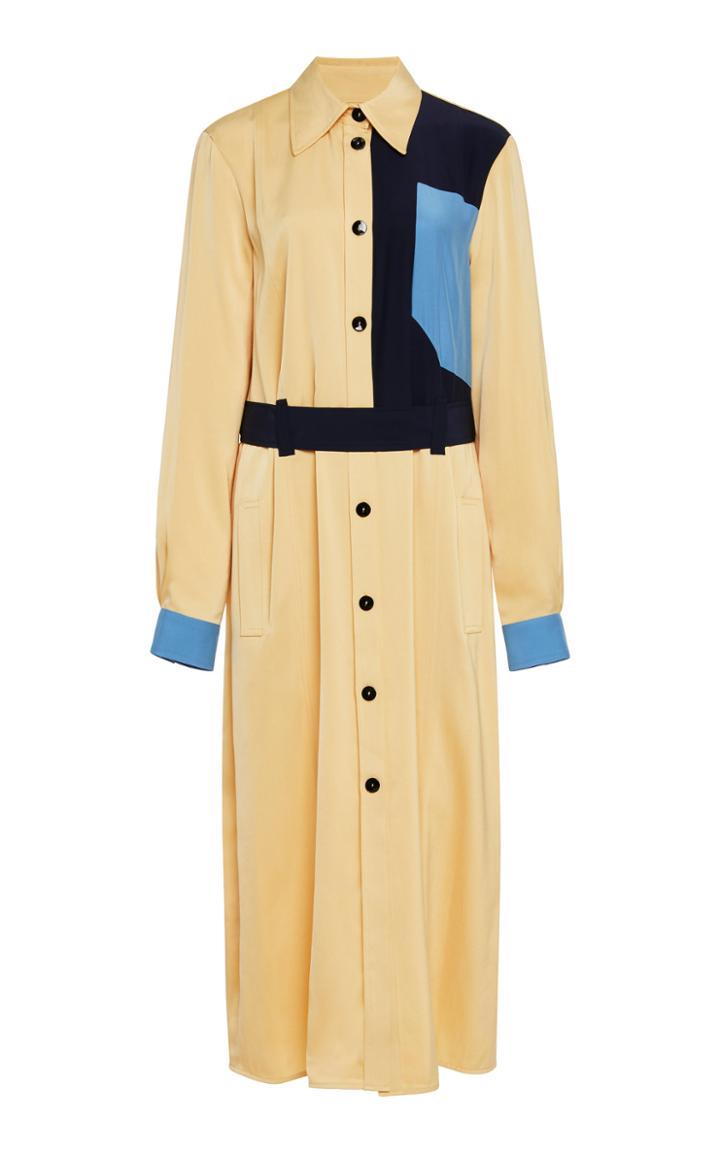 Victoria Victoria Beckham Color-blocked Crepe De Chine Shirt Dress