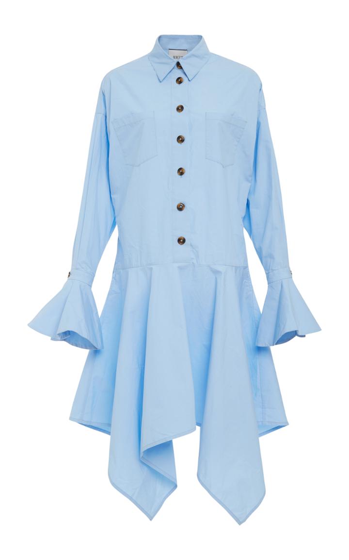 Edit Cotton Fluted Cuff Oversized Shirt Dress