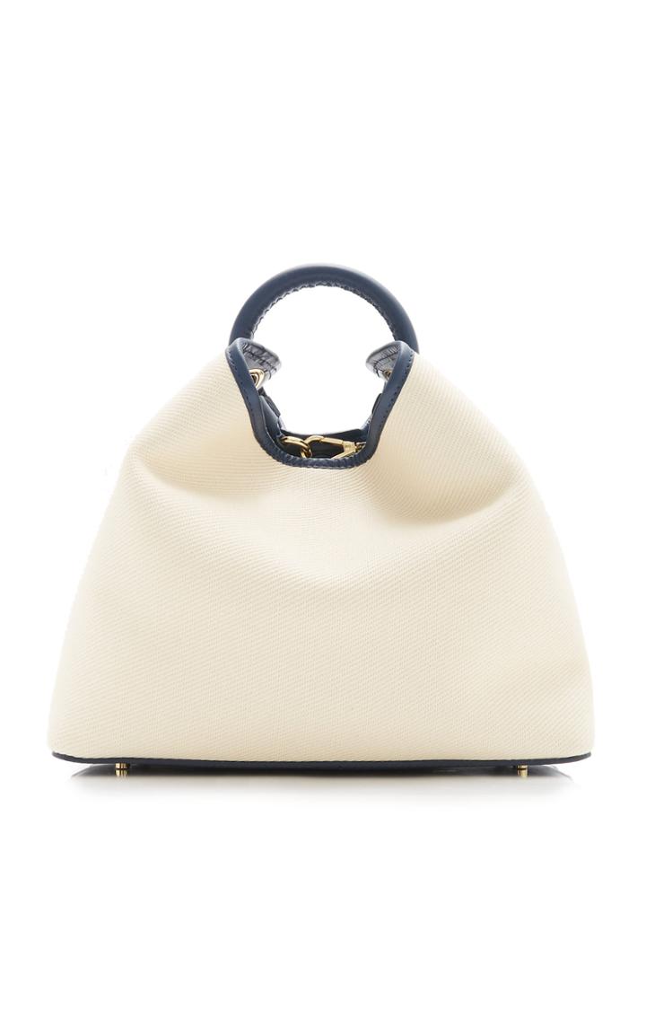 Elleme Raisin Leather-trimmed Canvas Top Handle Bag