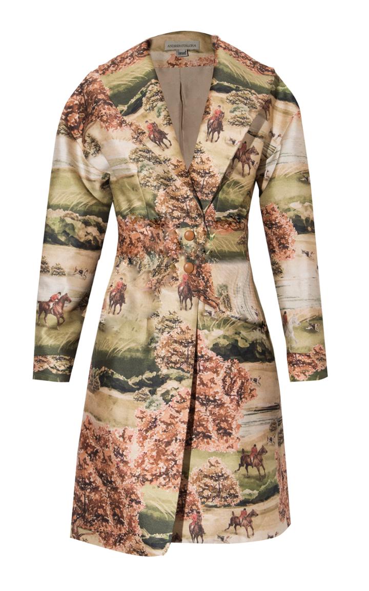 Moda Operandi Andres Otalora Estribo Printed Wool-silk Coat
