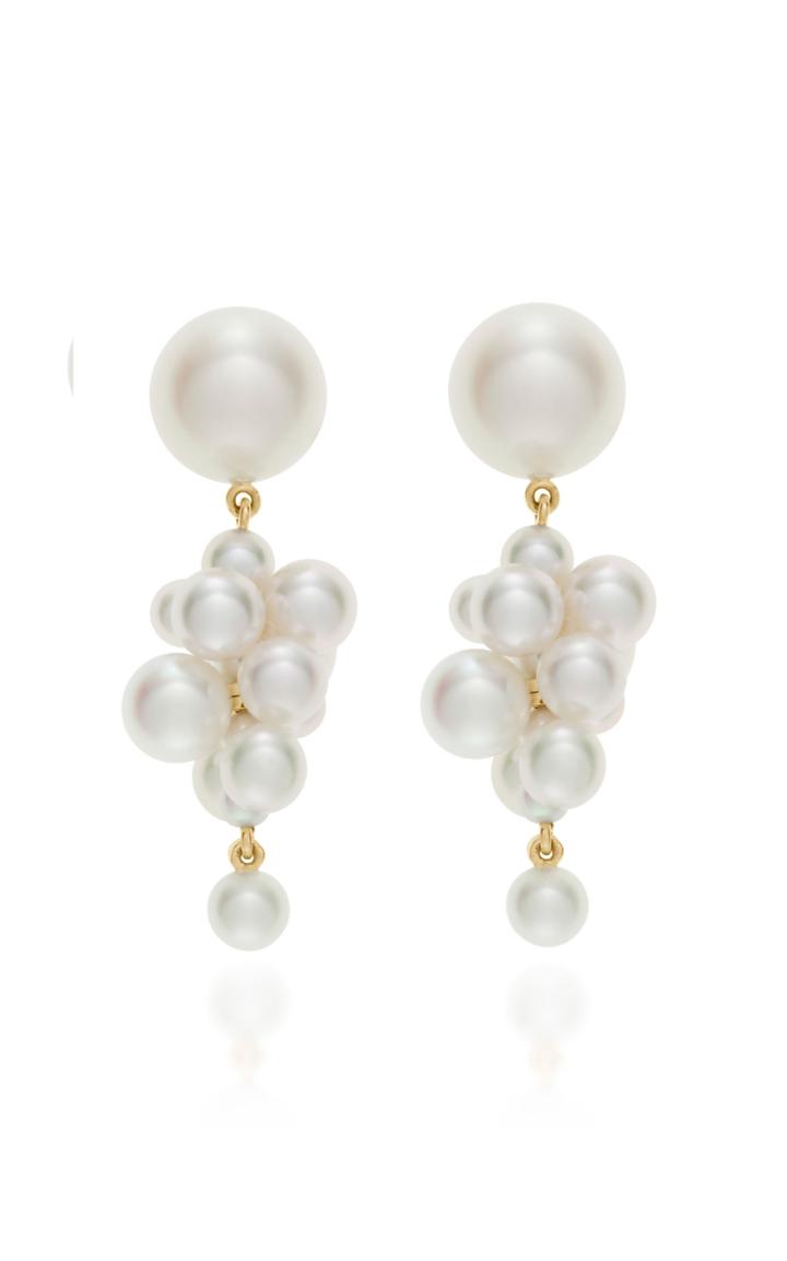 Sophie Bille Brahe Botticelli 14k Gold And Pearl Earrings