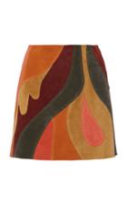 Moda Operandi Alberta Ferretti Suede Leather Patchwork Skirt Size: 38