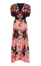 Saloni Lea Floral-printed Silk Midi Dress