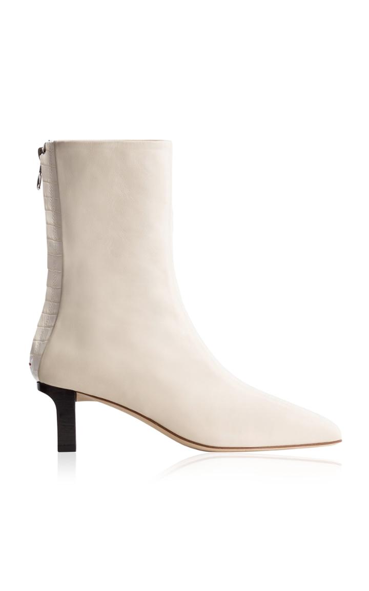 Aeyde Molly Croc-detail Leather Ankle Boots