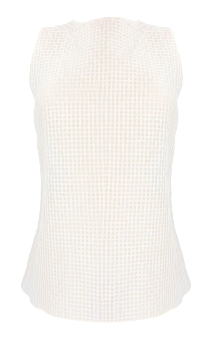 Moda Operandi Leal Daccarett Bisque Windowpane Silk-organza Top