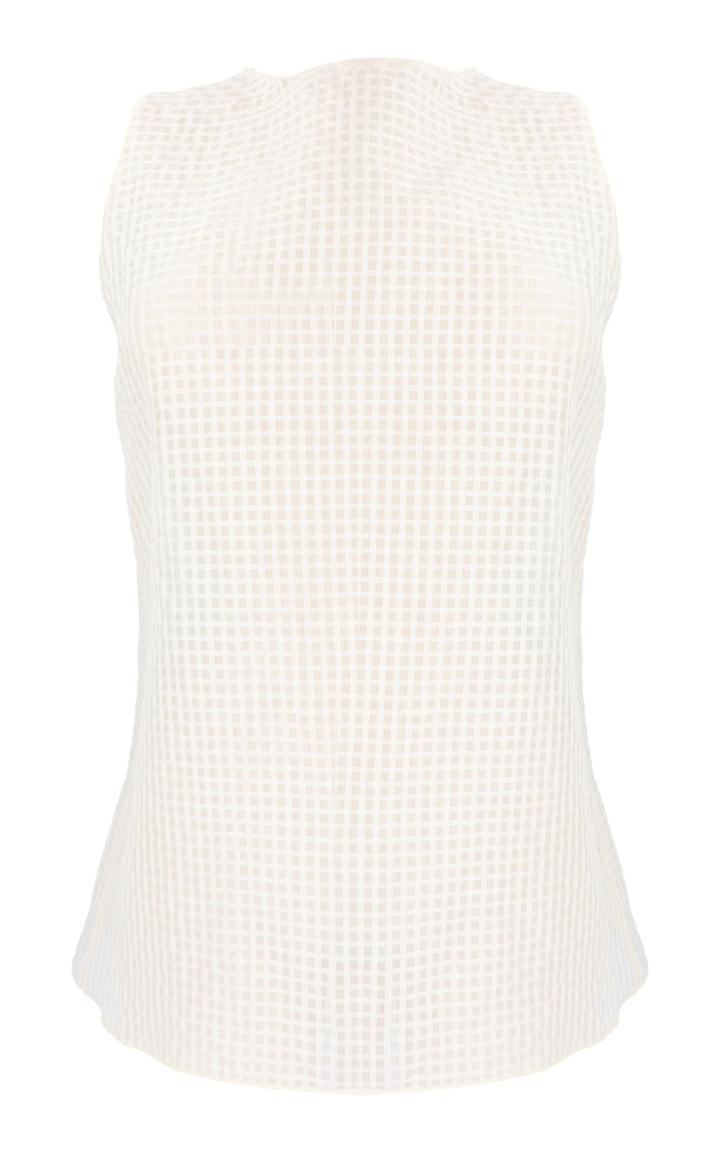 Moda Operandi Leal Daccarett Bisque Windowpane Silk-organza Top