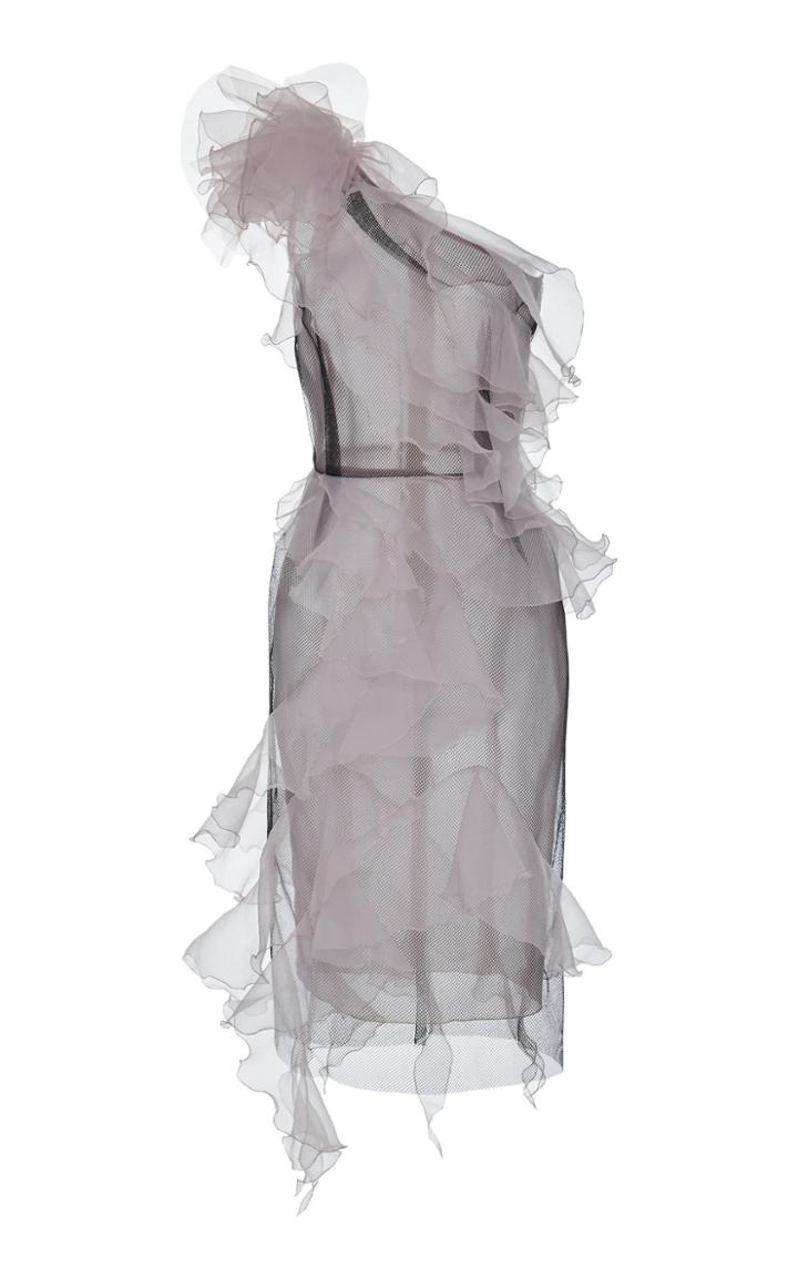 Marchesa One Shoulder Organza Dress