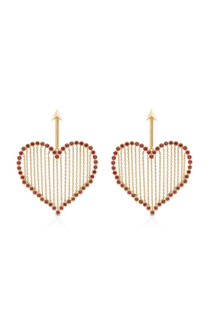 Aisha Baker Cupid 18k Gold And Ruby Earrings