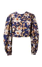 Moda Operandi Johanna Ortiz Aire Colonial Puff-sleeve Floral Cotton Crop Top