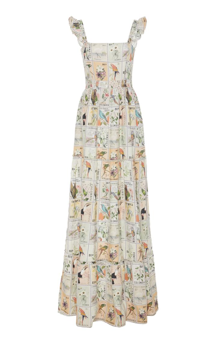 Agua By Agua Bendita Herbarium Printed Linen Maxi Dress