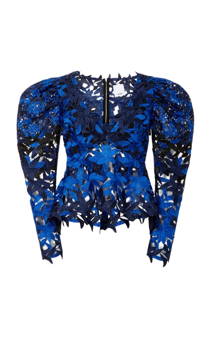 Acler Davis Lace Puff Sleeve Top