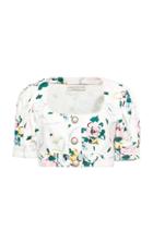 Moda Operandi Alessandra Rich Floral-printed Gabardine Cropped Top