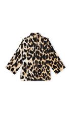 Moda Operandi Ganni Linen Canvas Leopard Print Jacket