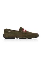 Bally Pearce Green Suede Driving Shoes
