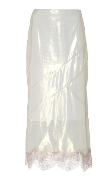 Anas Jourden Metallic Lace-trim Lam Midi Skirt Size: 34