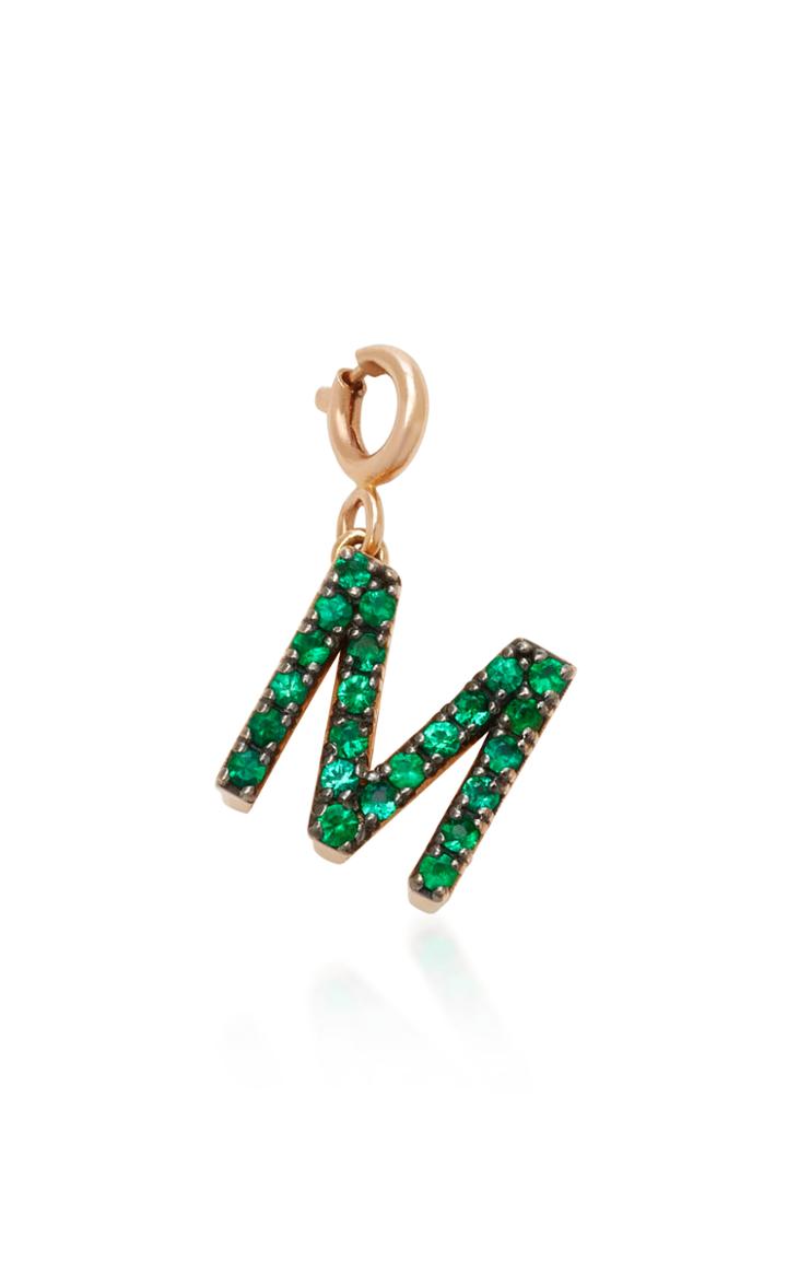 Kismet By Milka Large M Monogram Charm With Gemfields Emeralds