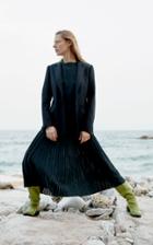 Salvatore Ferragamo Silk Plisse Midi Dress