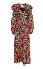 Gl Hrgel Long Dress With Wide Ruffle Collar