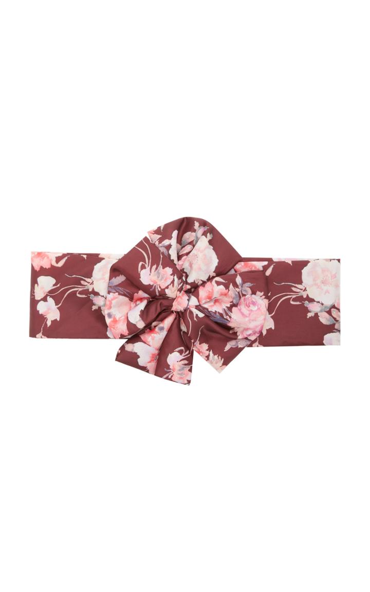 Loveshackfancy Jackson Bow-accented Crepe Floral-patterned Belt