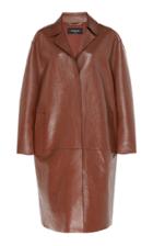 Rochas Leather Notched Lapel Coat