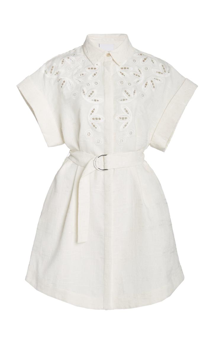 Moda Operandi Acler Sierra Embroidered Jacquard Mini Shirt Dress