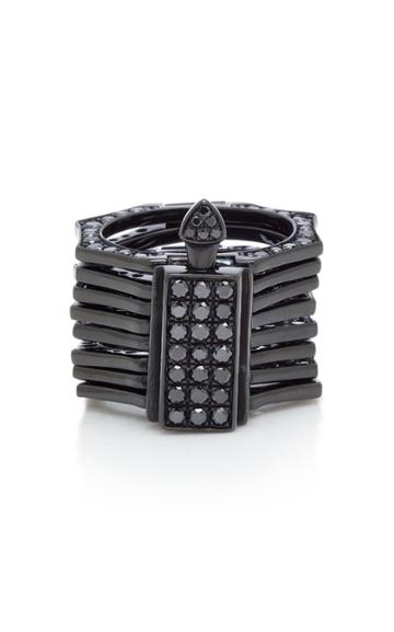 Lynn Ban Jewelry Reverso Rhodium And Black Diamond Convertible Ring