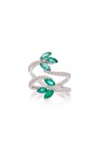 Hueb M'o Exclusive 18k White Gold Emerald And Diamond Ring