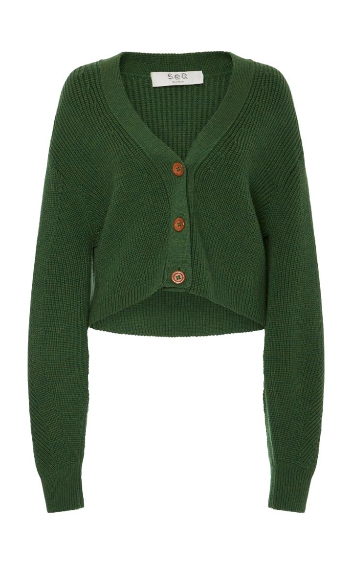 Sea Cropped Bell Sleeve Sweater