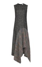 Oscar De La Renta Asymmetrical Silk-wool Blend Sheath Dress