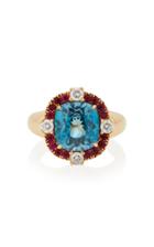Pamela Huizenga Blue Zircon Ruby And Diamond Ring
