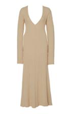 Amur Fawn Ribbed V-neck Midi Dress