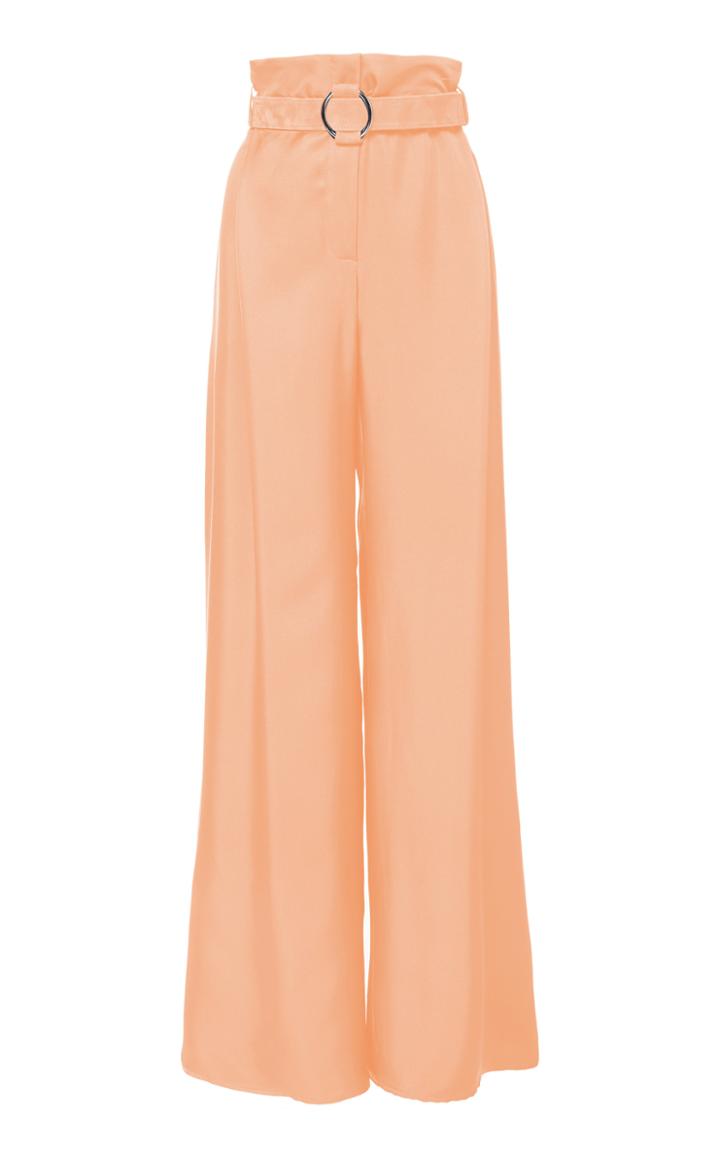 Sally Lapointe Belted Silk-satin Wide-leg Pants