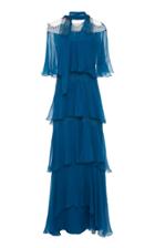 Moda Operandi Alberta Ferretti Tiered Silk-chiffon Gown