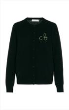 Moda Operandi Lingua Franca Monogrammed Cashmere Cardigan With Mauve Thread Size: M
