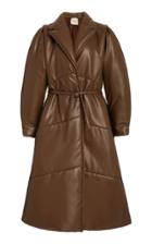 Sea Quilted Belted Vegan Leather Coat