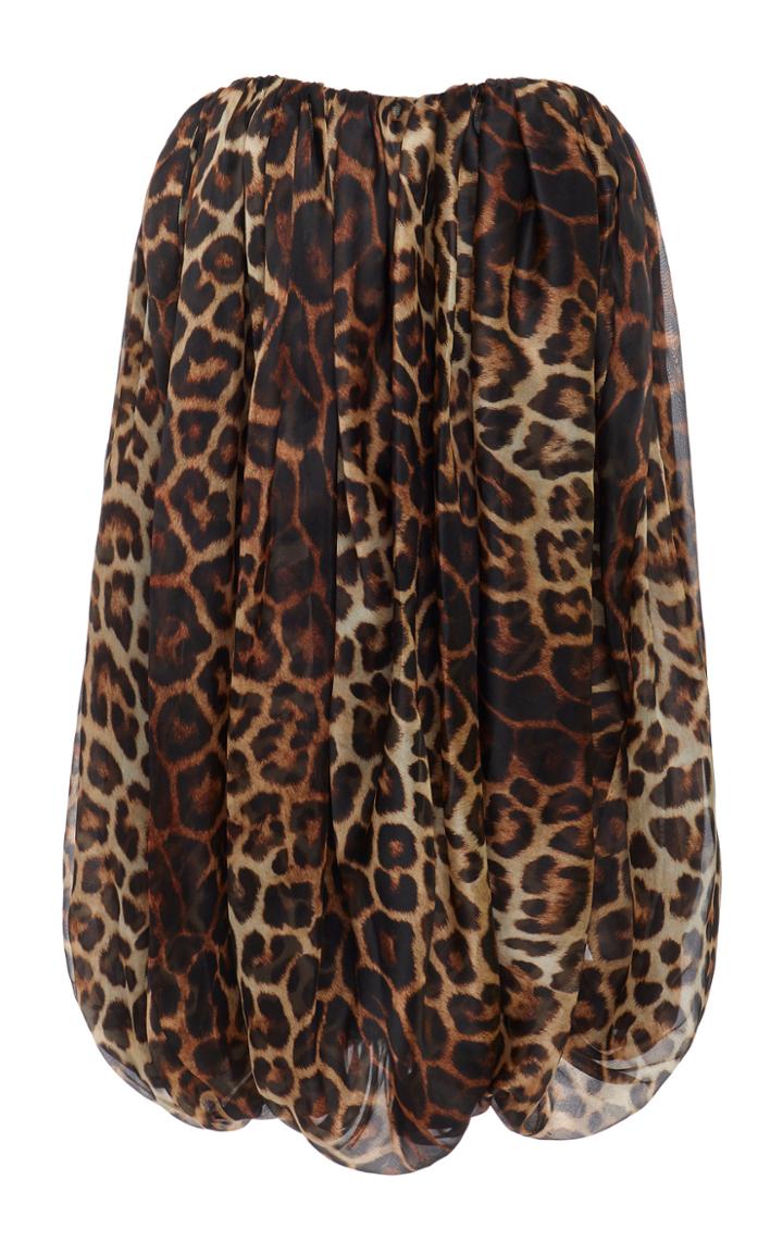 Christian Siriano Leopard Silk Organza Strapless Dress
