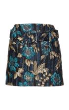 Prada Belted Metallic Floral Brocade Mini Skirt