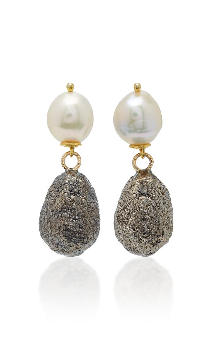 Grazia & Marica Vozza Pearl And Silver Nugget Earrings