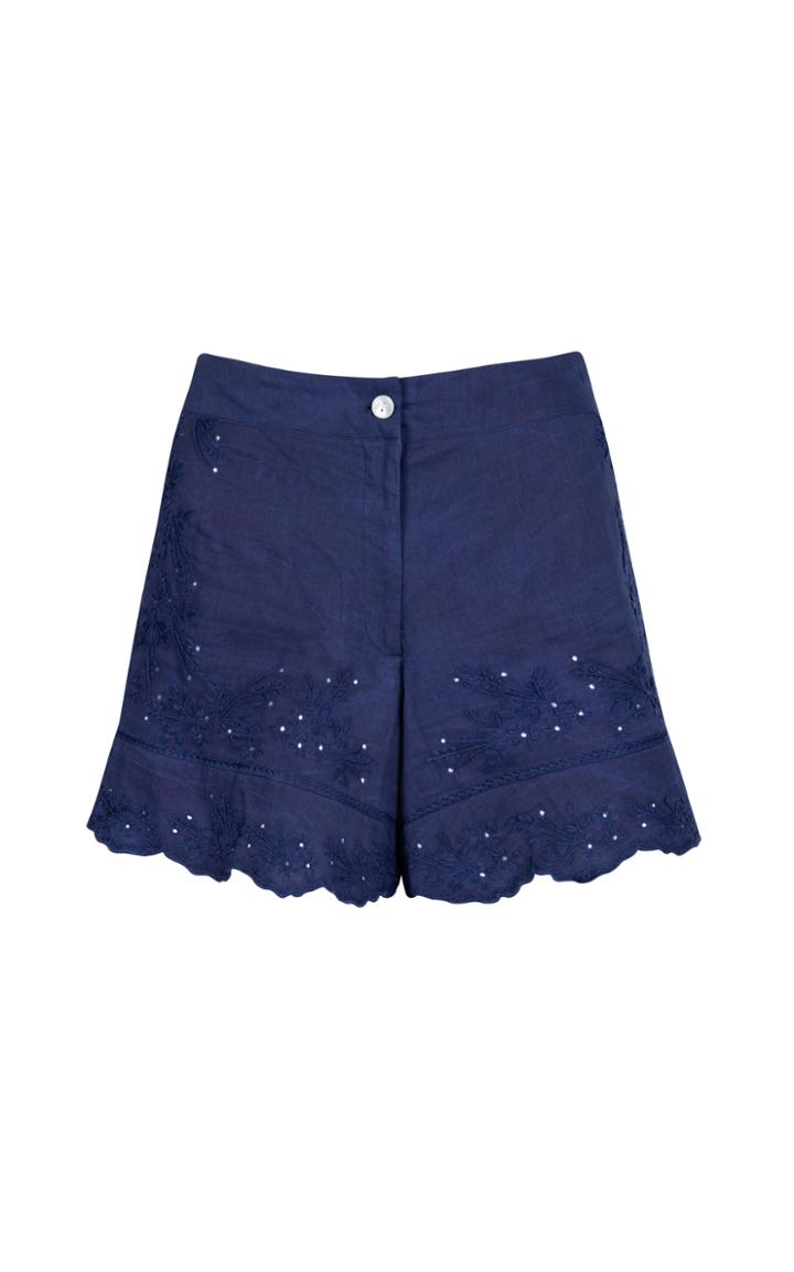 Moda Operandi Juliet Dunn Embroidered Washed Cotton High-rise Shorts