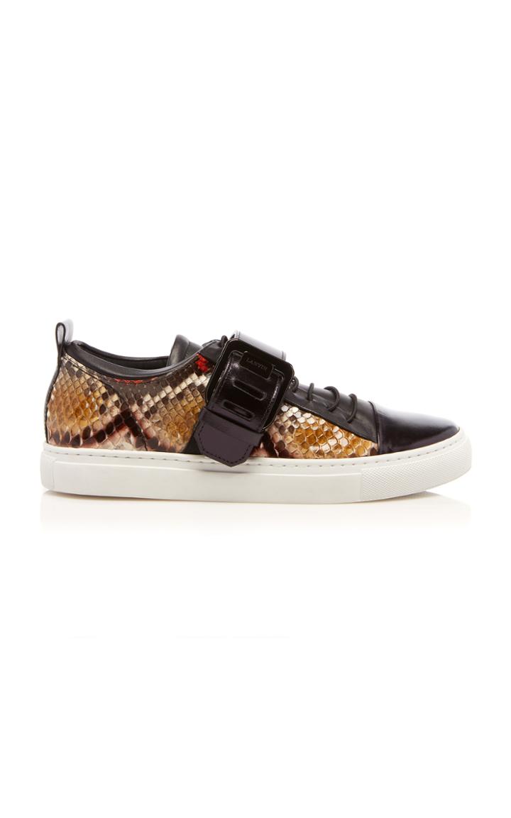 Lanvin Square Buckle Python Sneaker