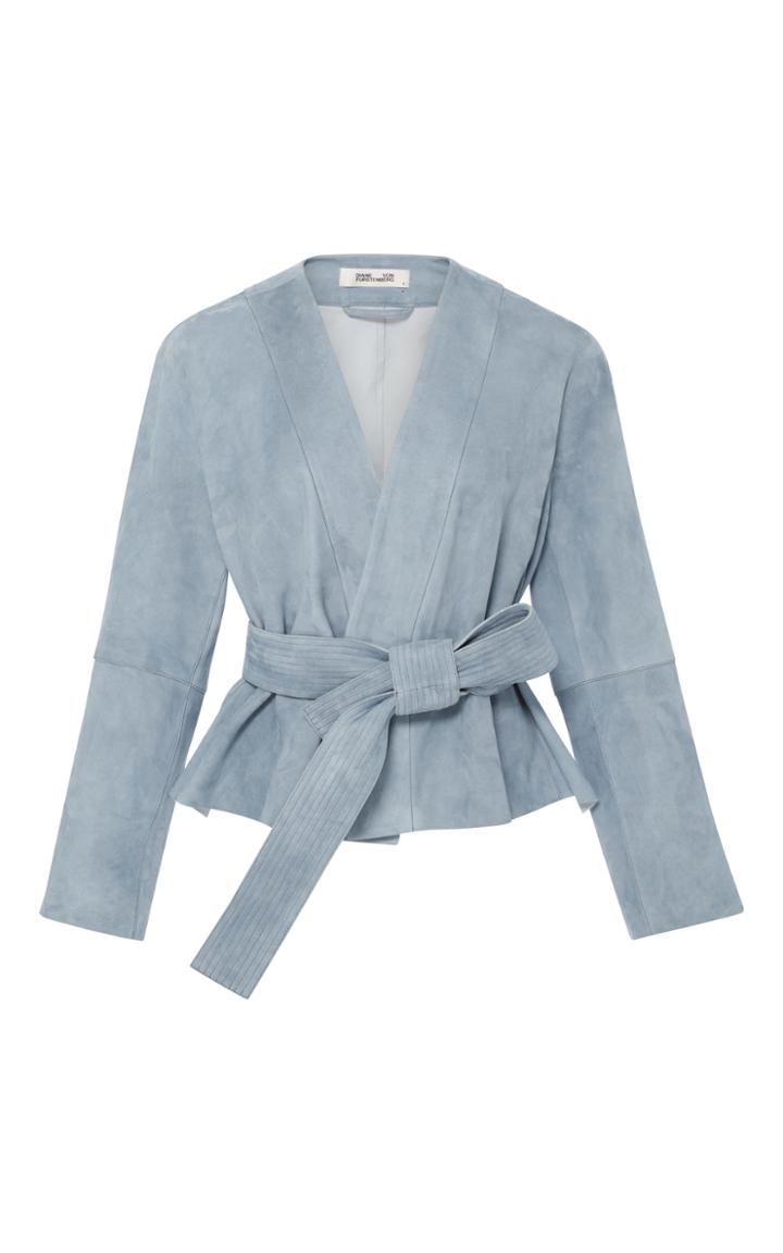 Diane Von Furstenberg Short Belted Suede Jacket