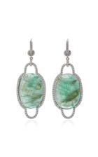 Nina Runsdorf 18k White Gold Emerald And Diamond Pave Earrings