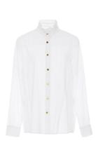 Macgraw White Ruffle Collar Rosette Shirt